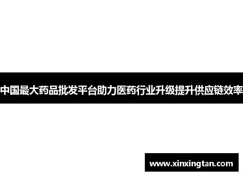 中国最大药品批发平台助力医药行业升级提升供应链效率